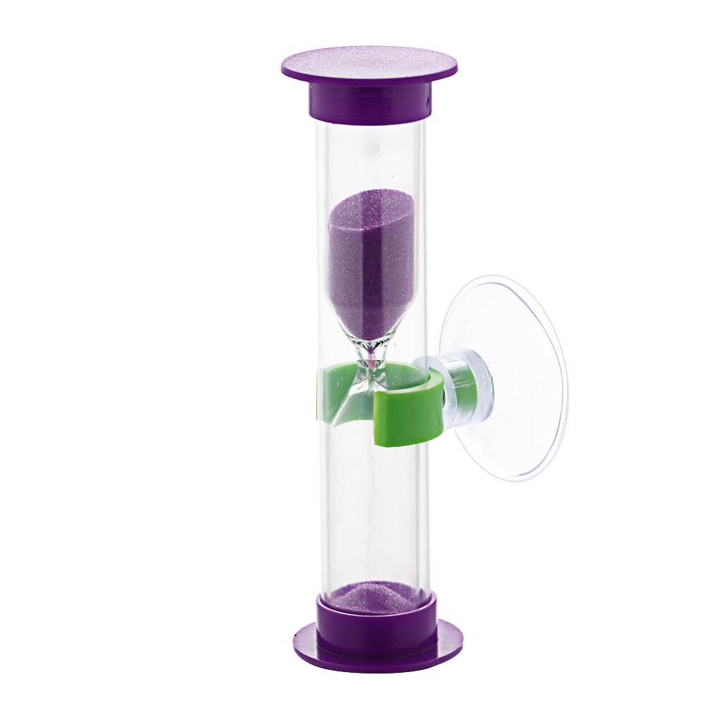Minuterie de douche pour enfant, 3 minutes, ventouse colorée, sablier, horloge de sable, minuterie de douche, brossage des dents, minuterie de jeu: purple