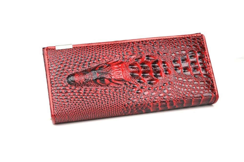 Genuine Leather 3D Embossing Alligator Ladies Crocodile Long Clutch Wallets Women Wallet Female Coin Purses Holders Brand