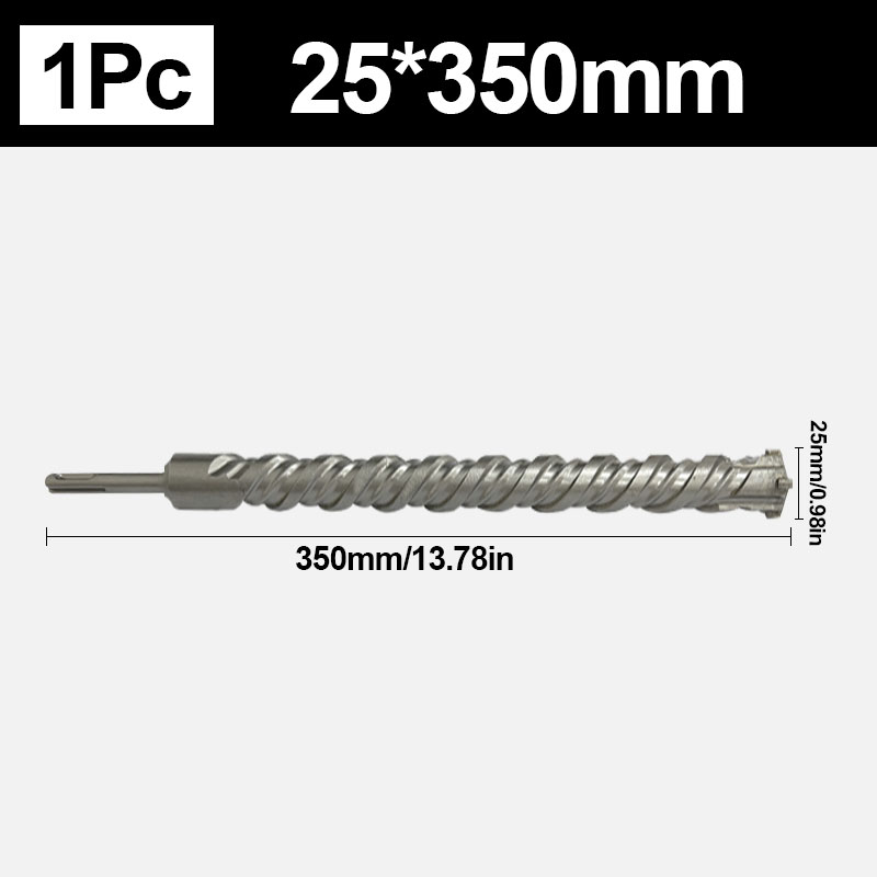 8-32mm Concrete Drill Bit 350mm Length Cross SDS Plus Slot Masonry Hammer Impact Drill Bit for Drilling Hole in Walls and Stones: Beige
