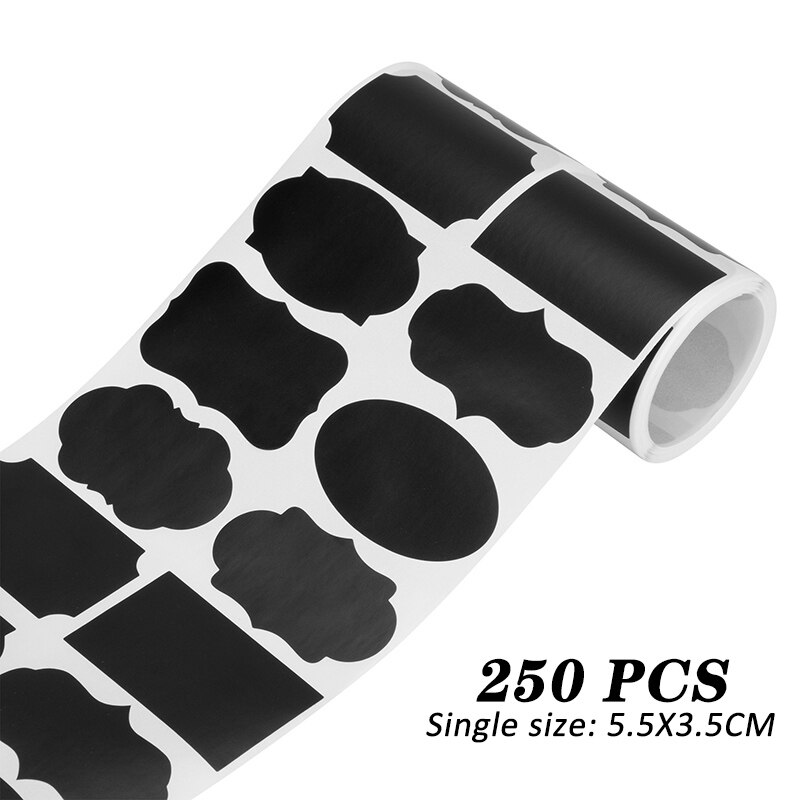 250pcs/Roll Home Decoration Blackboard Sticker Black Recycling PVC Adhesive Organizer Kitchen Label Stickers Waterproof: Default Title