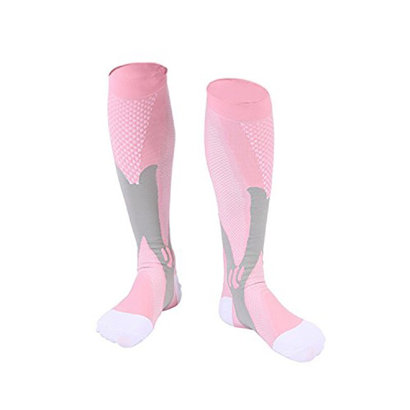 Masculino feminino compressão meias esporte ao ar livre correndo basquete meias de futebol náilon estiramento meias altas meias de futebol: Rosa / S/M