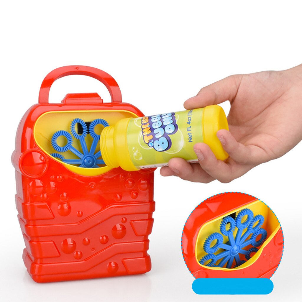 Kids Cute Funny Red Cartoon Automatic Electric Bubble Machine Blower Handle Battery Powered Outdoor Sports Soap Bubble Maker Toy