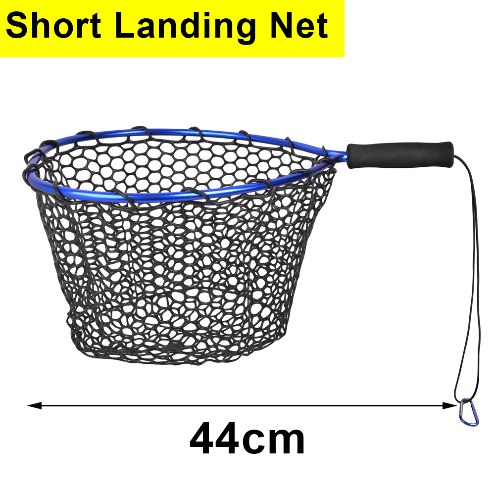 Telescoping Landing Net 44/79/91CM Retractable Long Fishing Hand Net Pole Portable Folding Rubber Landing nets for fishing Kayak: Short Hand Net 44cm