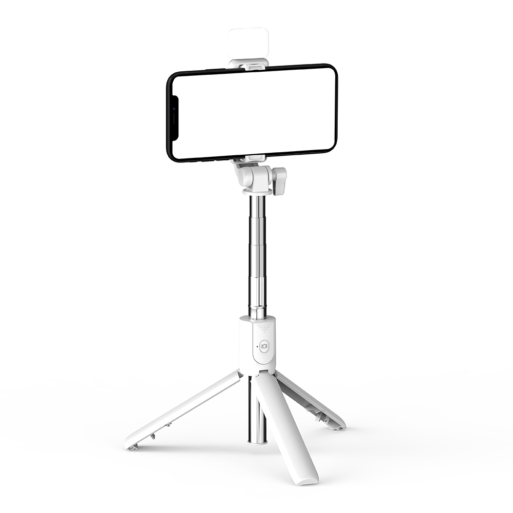 Palo de Selfie extensible con Bluetooth para teléfono, trípode plegable con luz de relleno, remoto, ajustable, de mano, inteligente