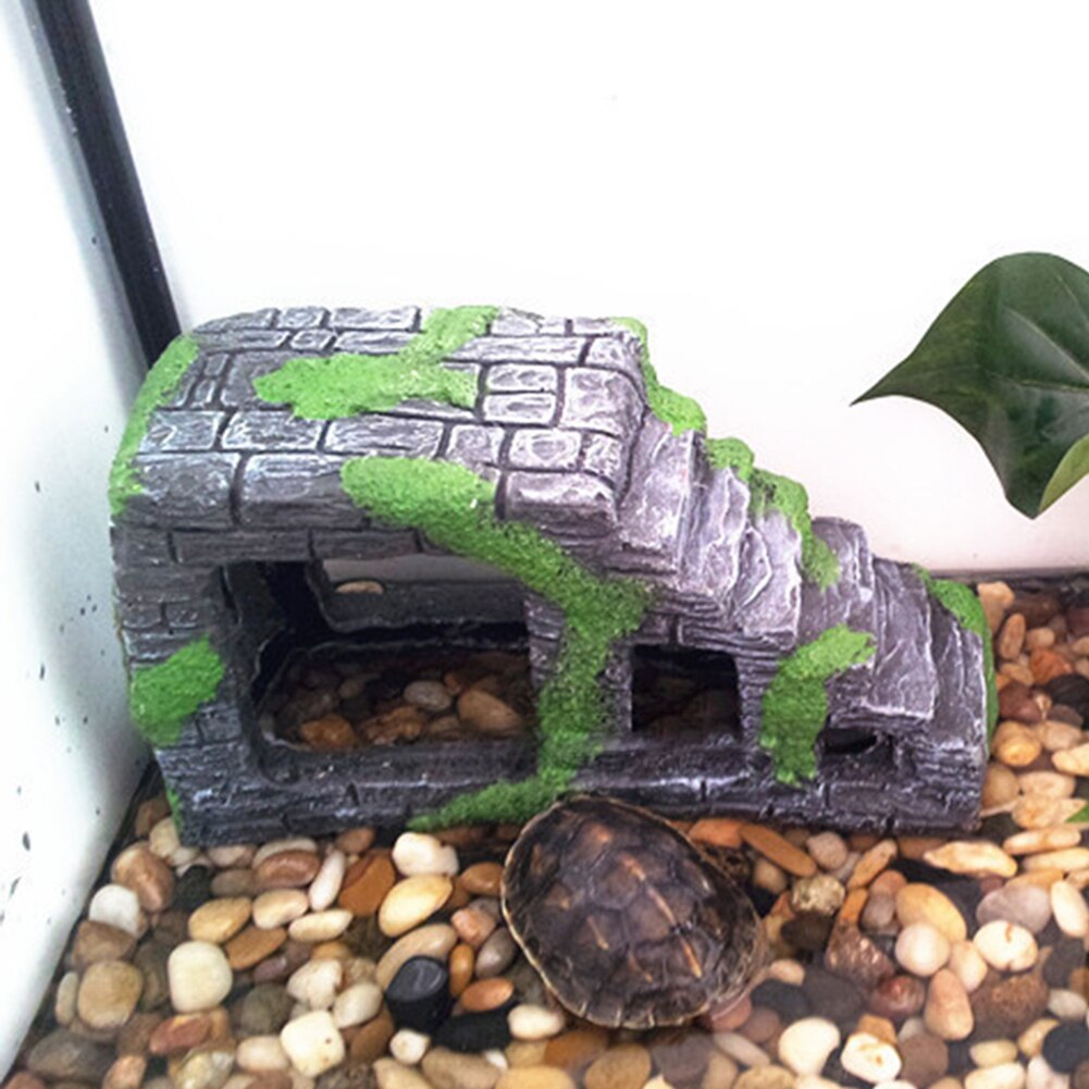 Aquarium Fish Tank Simulation Pet Turtle Terrace Resin Turtle Step Climbing Terrace Island Reptile Hide Point Aquarium Landscape