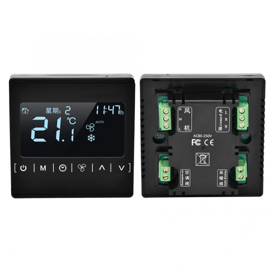 2 in 1 Fan Coil Thermostat Touch Intelligent Digital Display Thermostat Humidity Meter Air Conditioner Thermostat