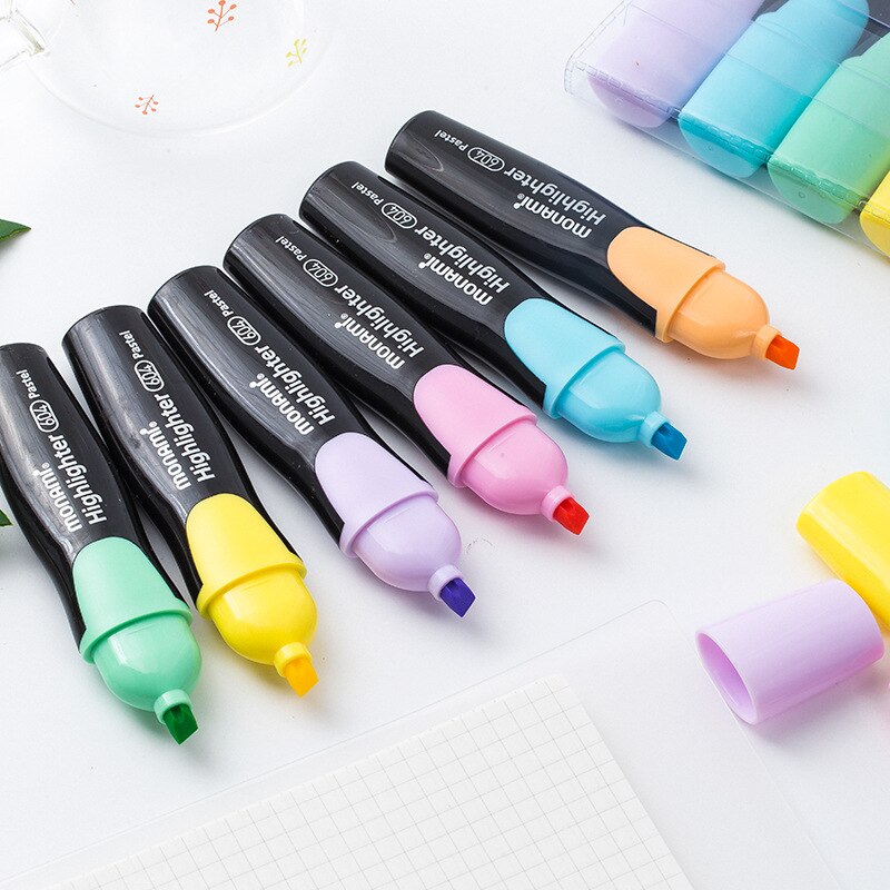 Monami 604 Pastel Color Highlighter Pen Mild Colors Marker Liner Highlighting Drawing Painting Office School Supplies A6088