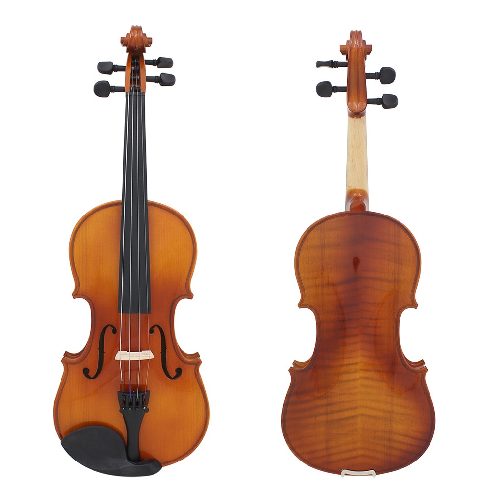 Fuld størrelse 4/4 violin naturlig akustisk massivt træ gran flamme ahornfiner violinfiol til nybegynder med etui harpiksvisker