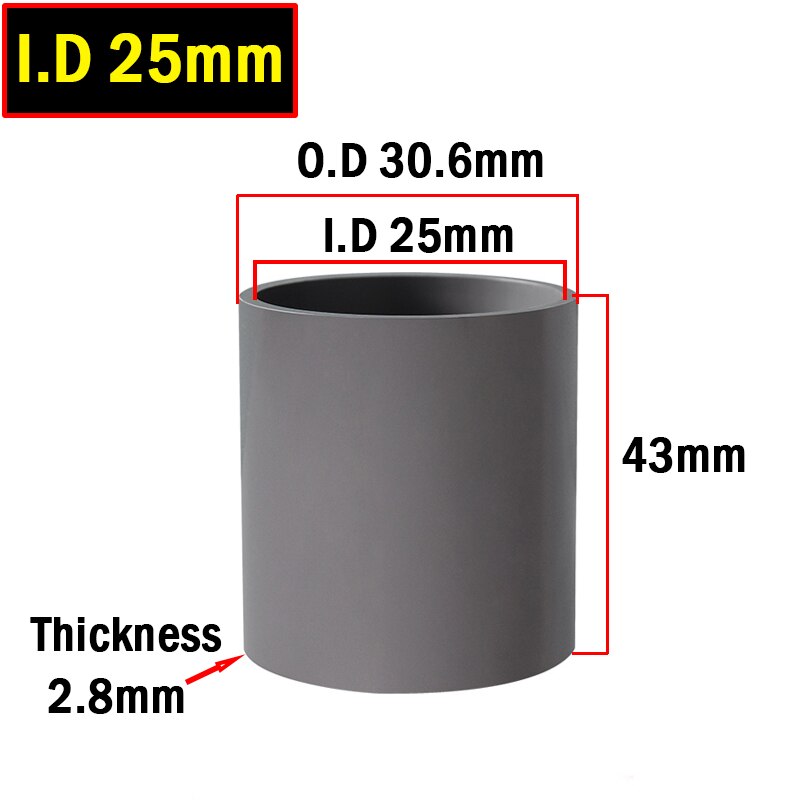 Grey Direct PVC Joints Garden Irrigation Water Connectors Aquarium Tank Water Fountain Fittings Irrigation System Pipe Connector: 25mm Grey