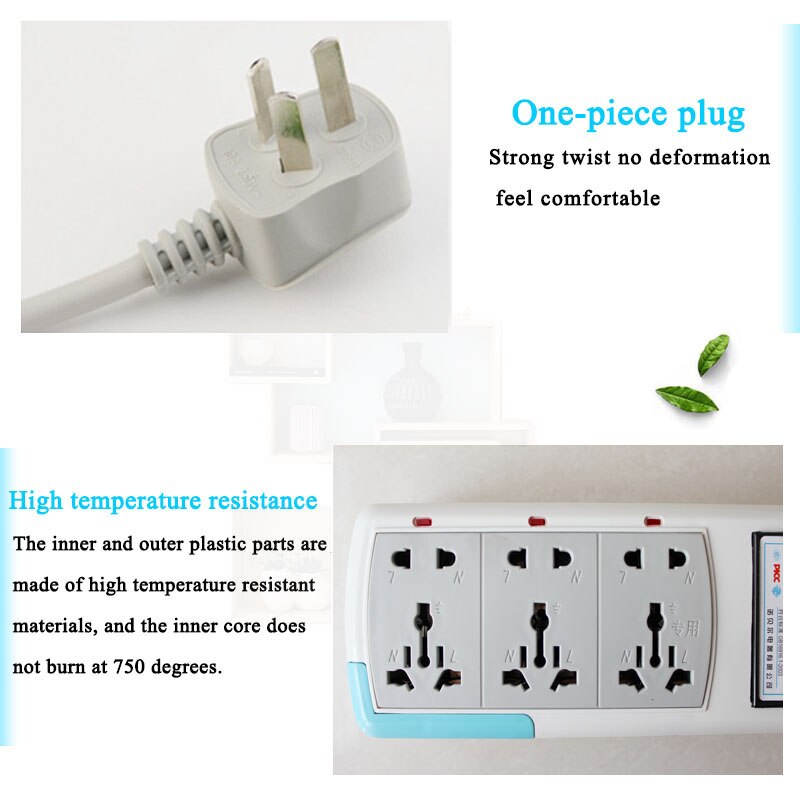 Power Strip with Voltmeter - 8 Outlets - 10A 250V - Lightning & Leakage Protection - Universal Plug