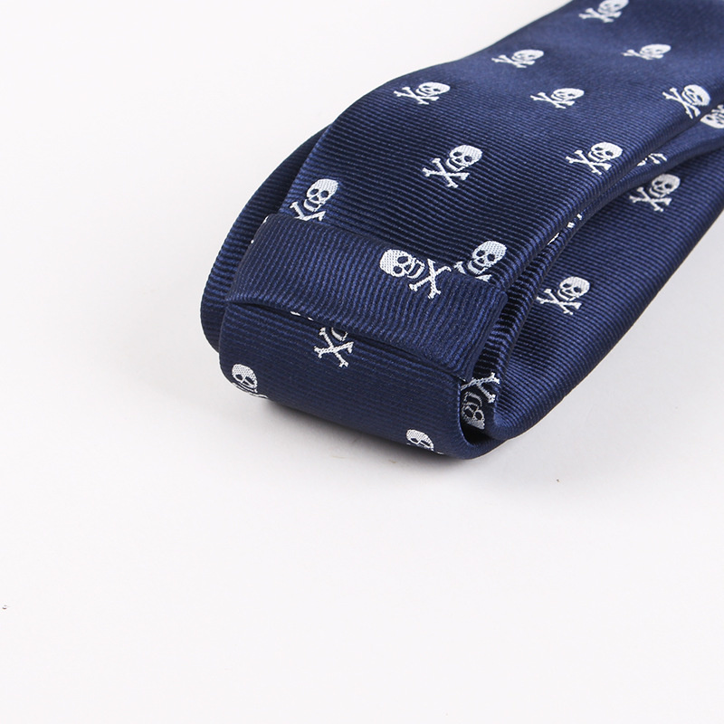 Corbata de Halloween de 6CM para hombre, corbatas estrechas de poliéster con calavera para bicicleta, corbatas azules marino informales, traje de , accesorios de Cuello de camisa