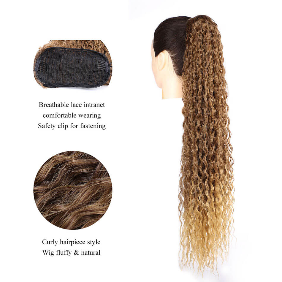 Beauty On Line Curly Clip In Pony Tail Hairpieces MT4/27# Color Synthetic Hair Drawstring Ponytail Heat Resistant For Women
