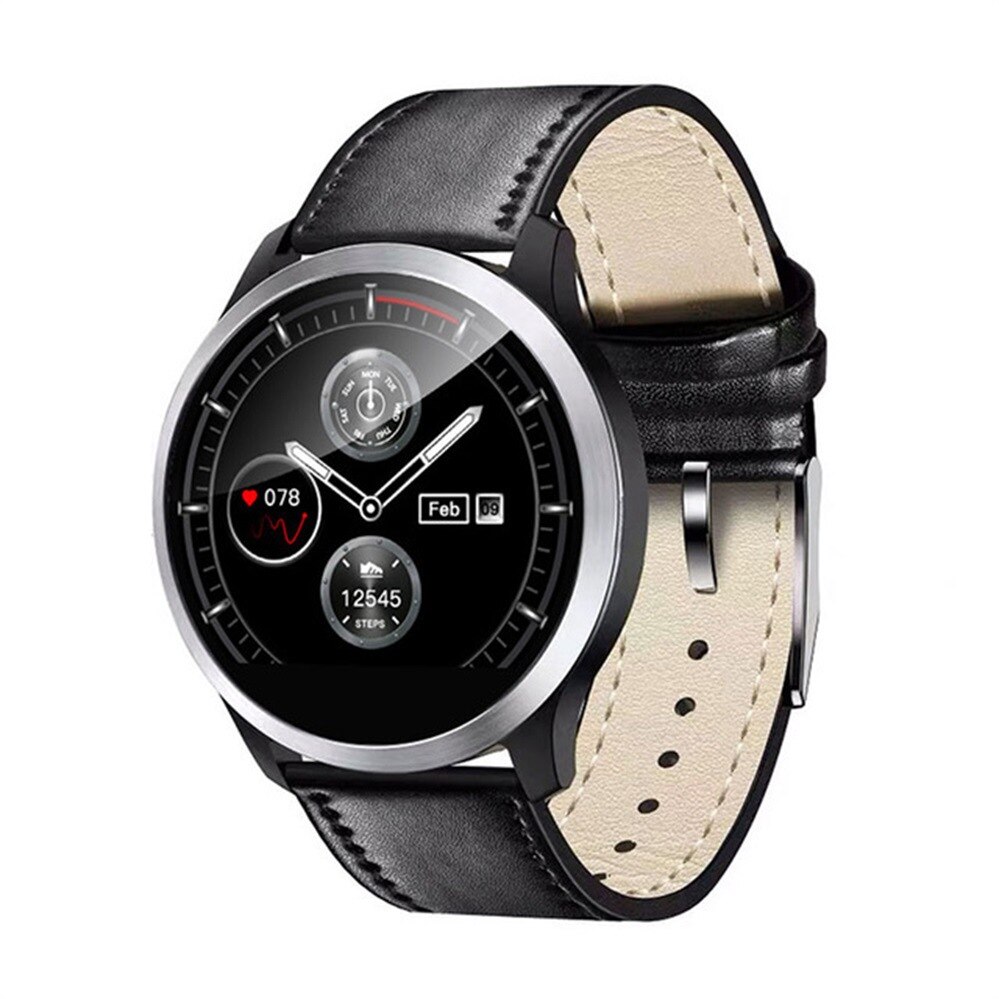 Montre connectée Masajeador, moniteur de pression artérielle, ECG + PPG, moniteur numérique de fréquence cardiaque, moniteur d'activité physique: Leather