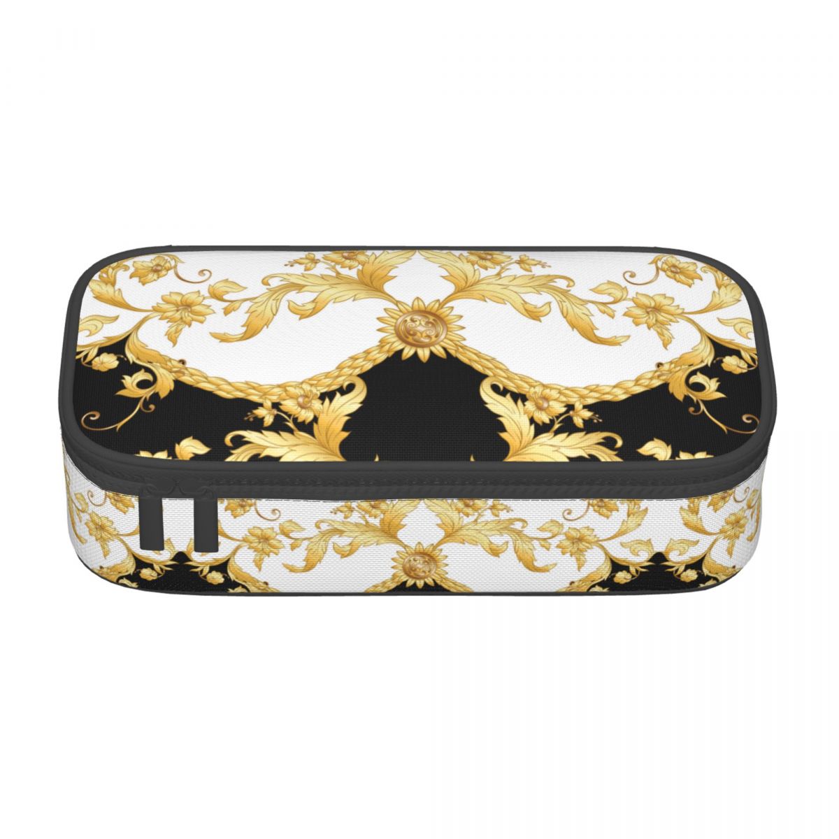 Custom Luxury European Baroque Art Pencil Cases for Girl Boy Large Storage Pen Box Bag Stationery: Light Grey