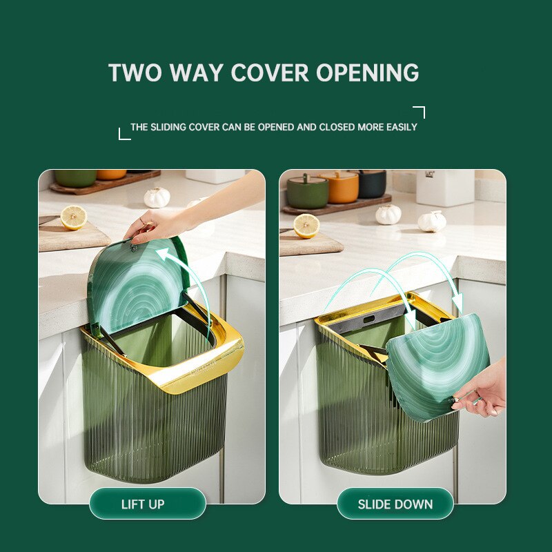 Poubelle de cuisine murale 12l avec couvercle, panier de rangement Transparent suspendu à la porte de l&#39;armoire, corbeille décorative