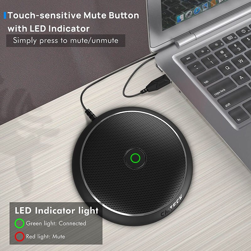 Microfone conferência, microfone para conferência usb cmteck cm-001, função mudo, microfone de conferência usb 360° omnidirecional pc