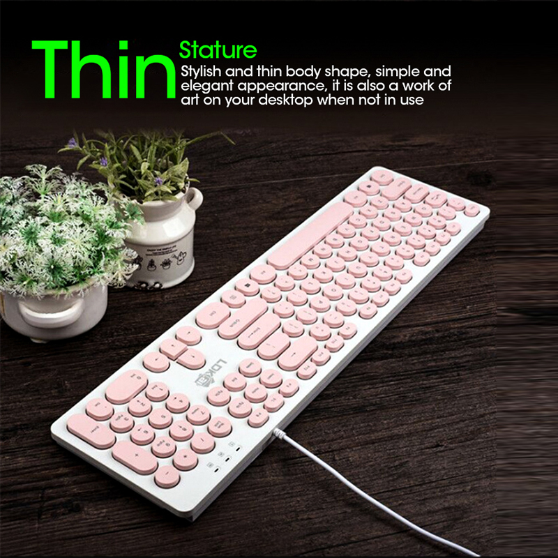 Punk Retro Keyboard And Mouse Set Punk Keyboard Round Keycaps USB Wired Office Trend keys Keyboard And Mouse Kit