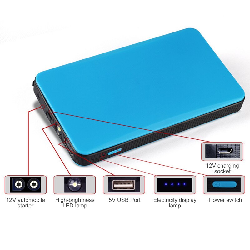 Mini Car Jump Starter Portable Emergency Charger Battery Booster Power Bank for Car Mobile Tablet Camera