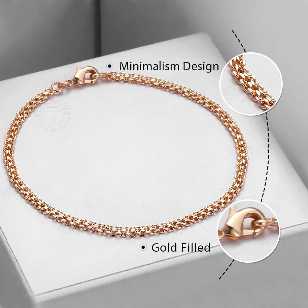 4/5mm kvinnors armband hamrade flätad vävning bismark curb kubanska armband 585 roséguld färg smycken länk kedja lcb 04