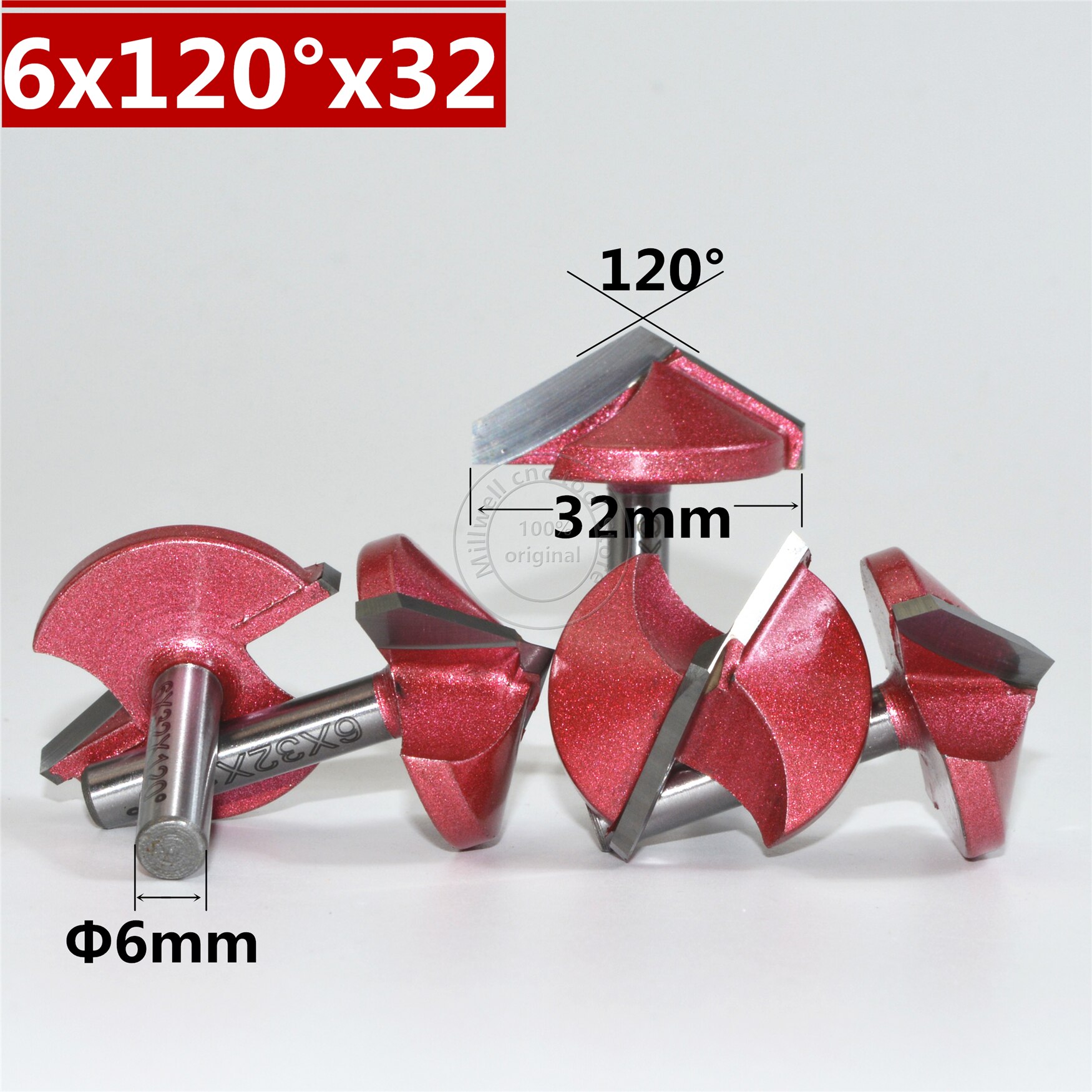 6mm * 120degree * 32mm, CNC Tungsten staal 3D V bit, CNC machine tool, PVC, MDF, Acryl, Carbide end mill, houtbewerking insert router bit