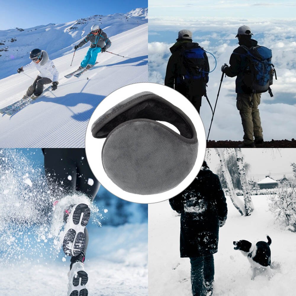 Winter Earmuffs Warm Wool Knitted Ear Warmer Foldable Faux Cashmere Ear Muff Ear Cover Bag Back Wear Earflap for Men Women