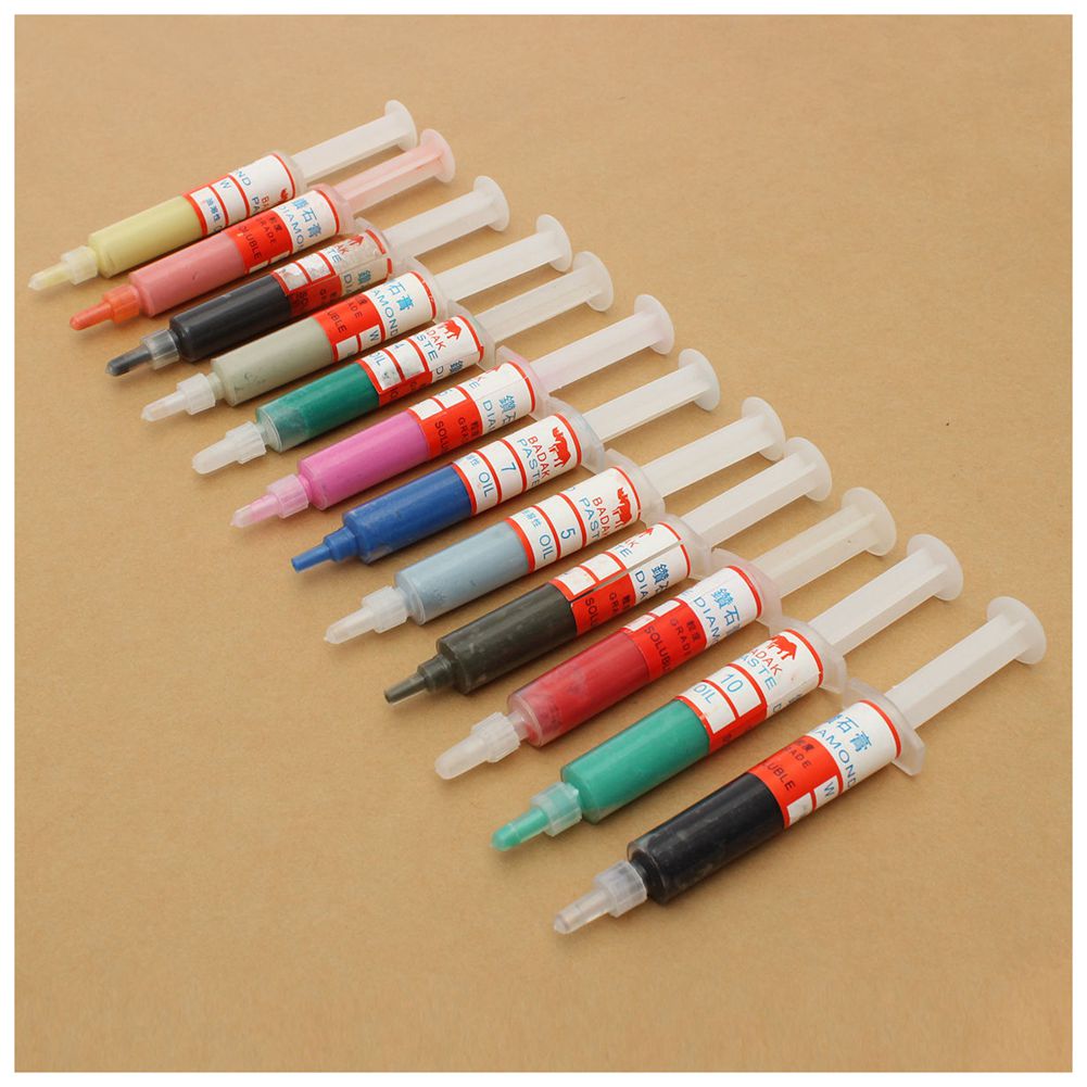 12Pcs Diamond Polishing Lapping Paste Compound Syringes 0.5-40 Micrometer 5 Gram