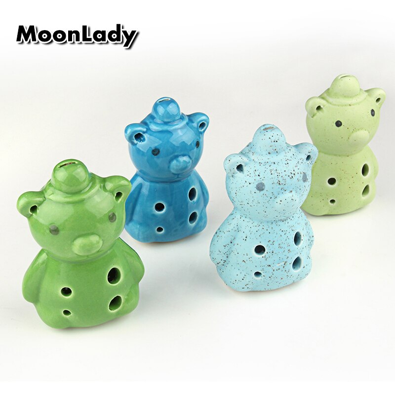 Ocarina forma de oso colorido 6 agujeros AC Ocarina recién llegado instrumento Musical de viento de madera buen para los niños