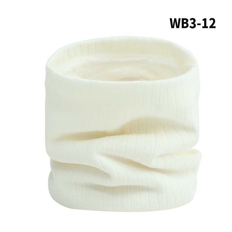 Women Knitted Scarf Solid Winter Snood Scarves Lady Warm Wool Fur Thick Unisex Men Neck Scarfs Ring Accessories: White