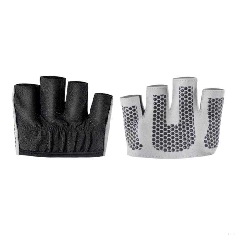 R6FE vier Finger Frauen Yoga Handschuhe Halffinger -Ausbildung Griff Handschuhe für Fitnesstraining: Schwarz