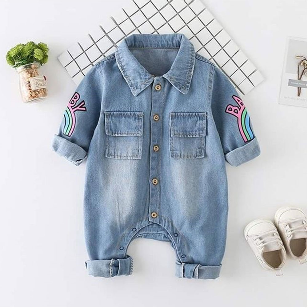 Herbst Herbst Kleinkind Baby Jungen Kinder Giraffe Denim Stoff Strampler Winter Outfits Frühling Kleidung