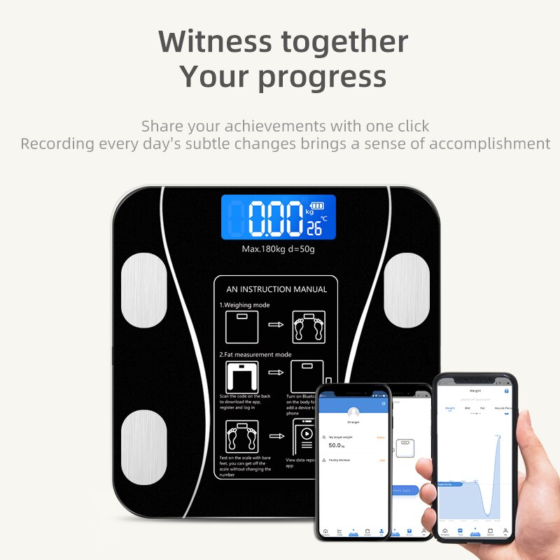 Smart Lichaamsvet Schaal Verbinding Bluetooth Elektronische Weegschaal Lichaamssamenstelling Analyzer Bascula Digitale Badkamer Vloer Schaal