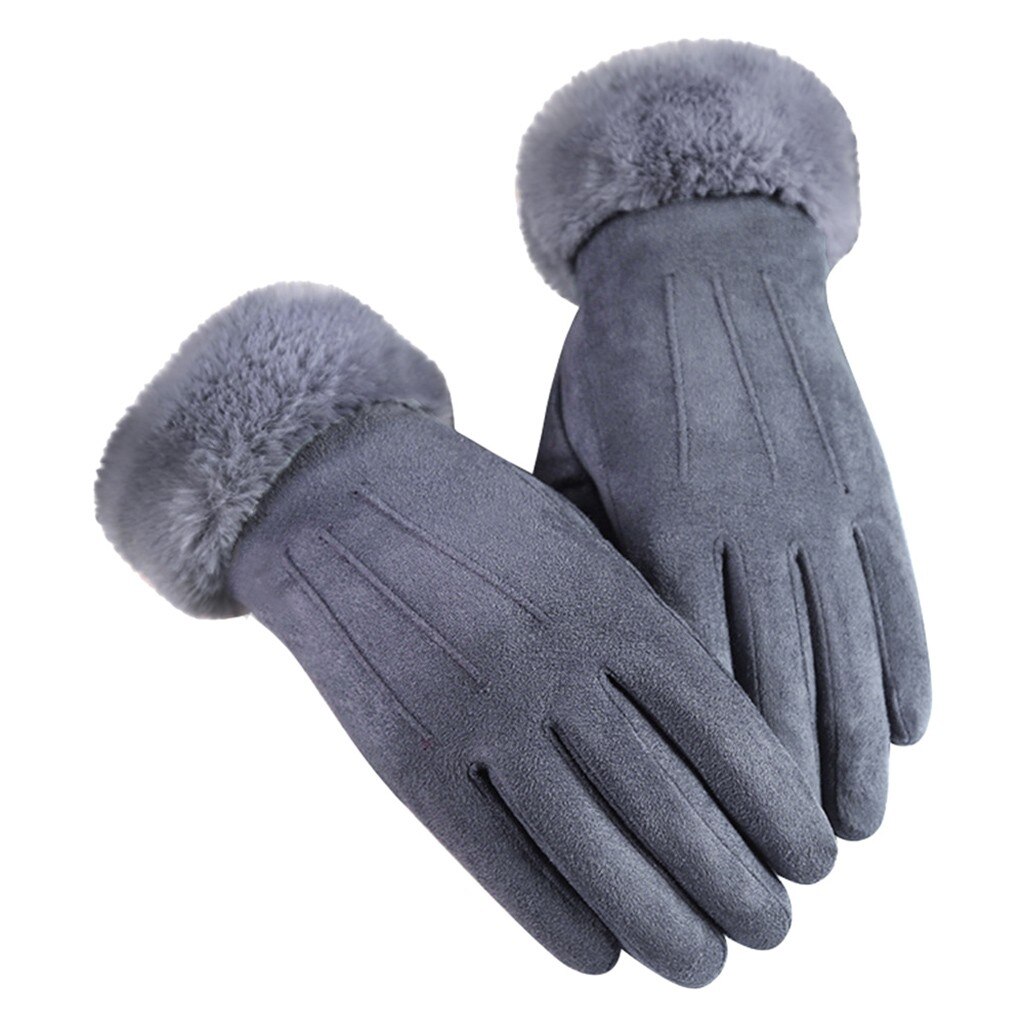 Vrouwen Handschoenen In Herfst En Winter Winddicht Warm Plus Fluwelen Handschoenen Winter Handschoenen Herfst Warme Handschoenen: Gray