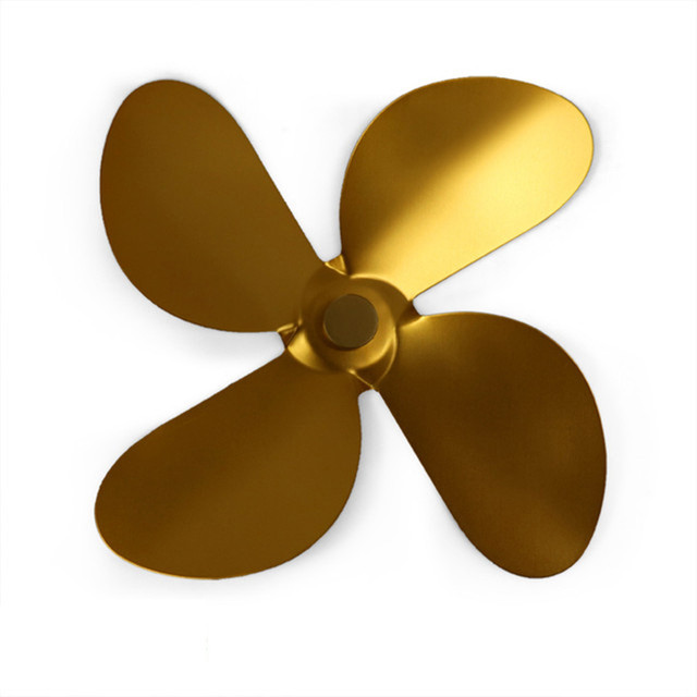 4 Blade Black Haard Ventilator Blad Warmte Aangedreven Houtkachel Fan Hout Brander Haard Fan Accessoires Efficiënte Warmteverdeling: gold
