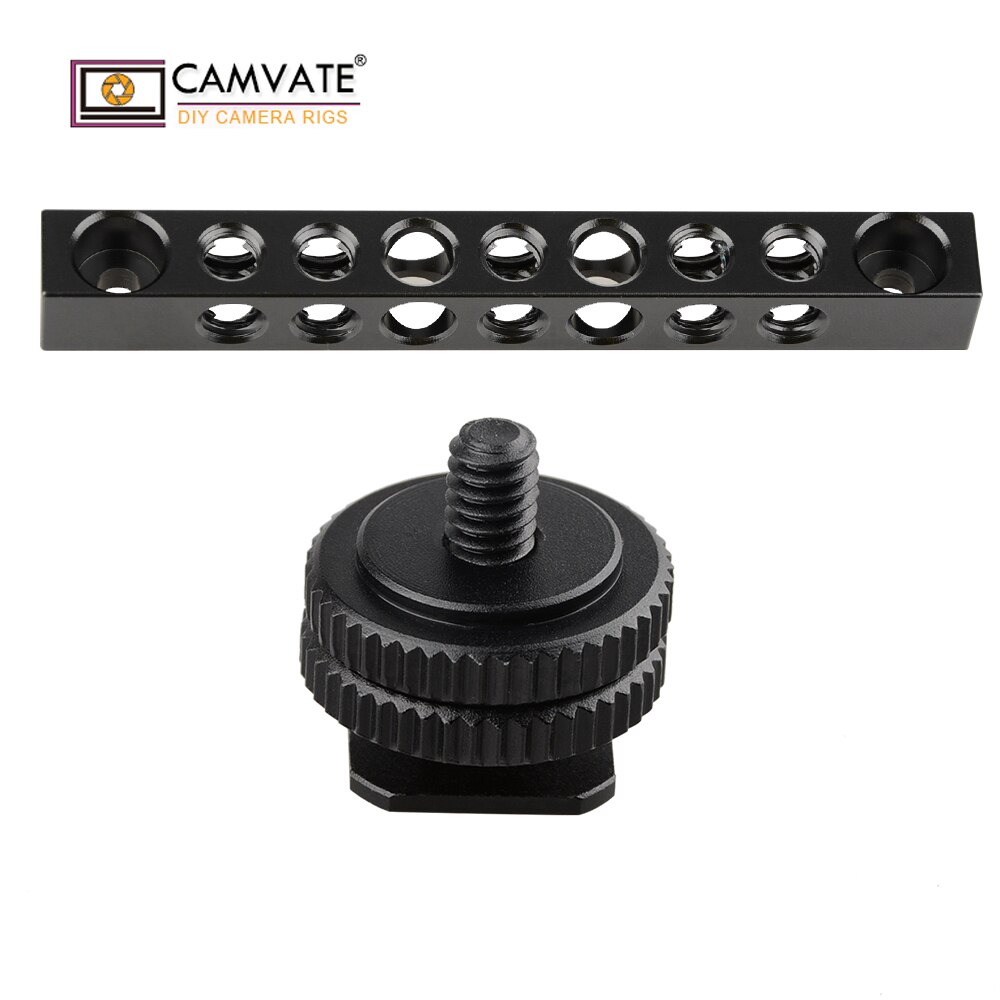 CAMVATE – barre de fromage en aluminium, avec adaptateur pour chaussures chaudes et filetage 1/4 &quot;-20 pour montage de moniteur/Microphone/lampe Flash/lampe LCD