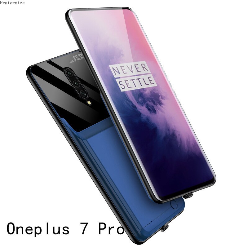 6000mAh stoßfest externe Batterie Ladegerät Fall für Oneplus 7 7T Pro Smart Power Bank Lade Abdeckung für Oneplus 8 Pro 8T Capa: OnePlus 7 Pro-Blue
