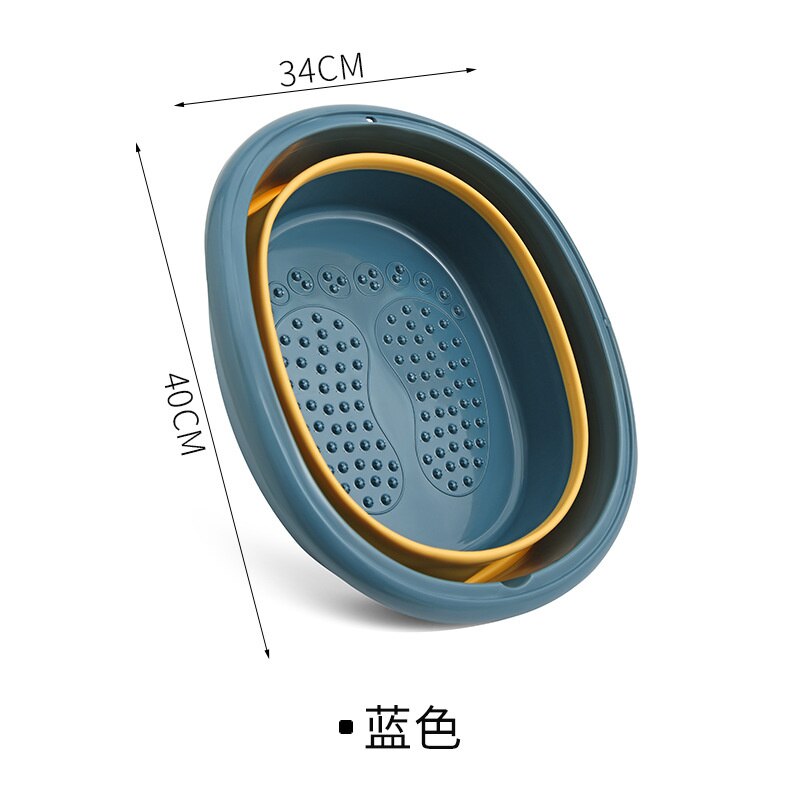 Household Foldable Foot Bath Bucket Plastic Adult Foot Massager Basin Portable Laundry Retractable Bucket: Blue