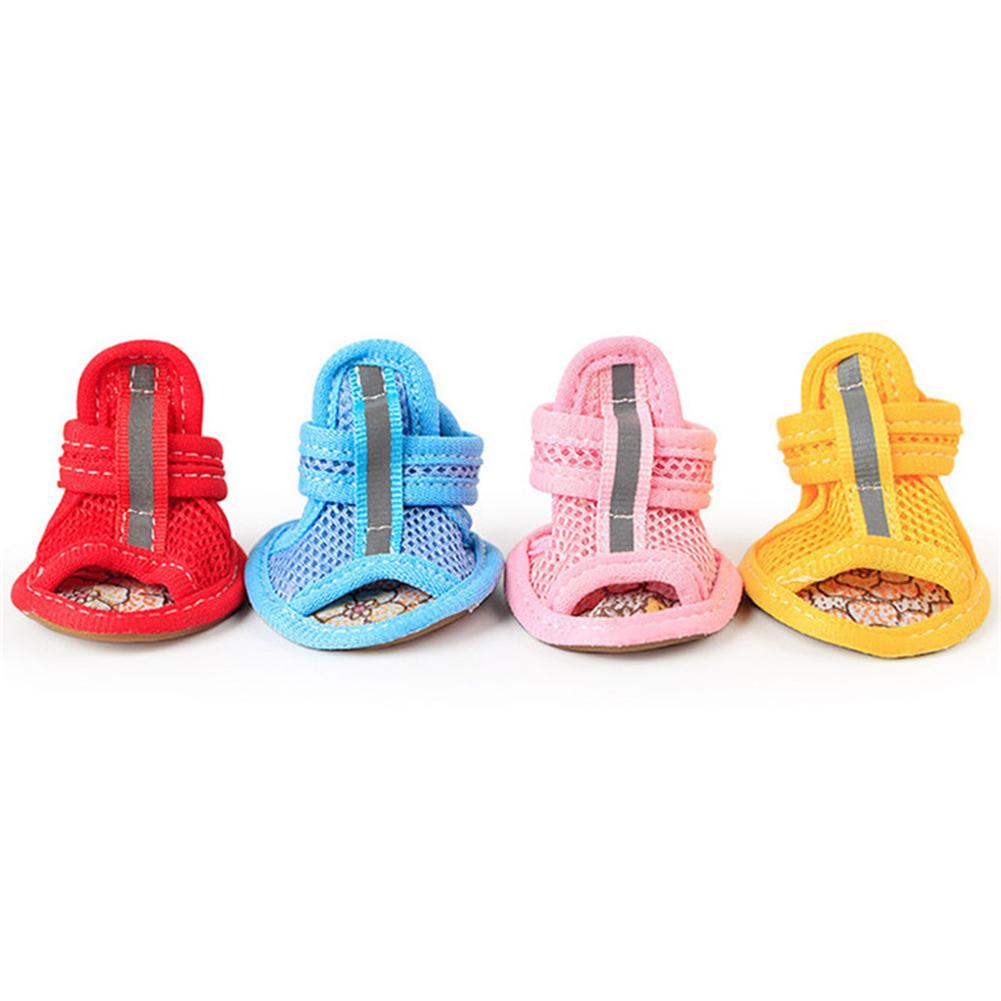 4Pcs gut aussehende Hund Sandalen Gummi Sohle Hund Turnschuhe Einfache Atmungsaktive Hund Mesh Schuhe