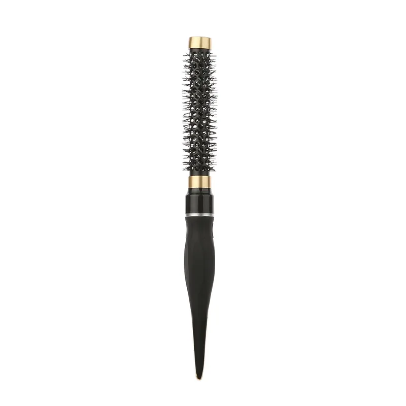 Hair Styling Hair Brush Nylon Comb Cylinder Curly Hair Rolling Comb Thermal Aluminum Tube Round Barrel Hair Comb Salon Tool: black