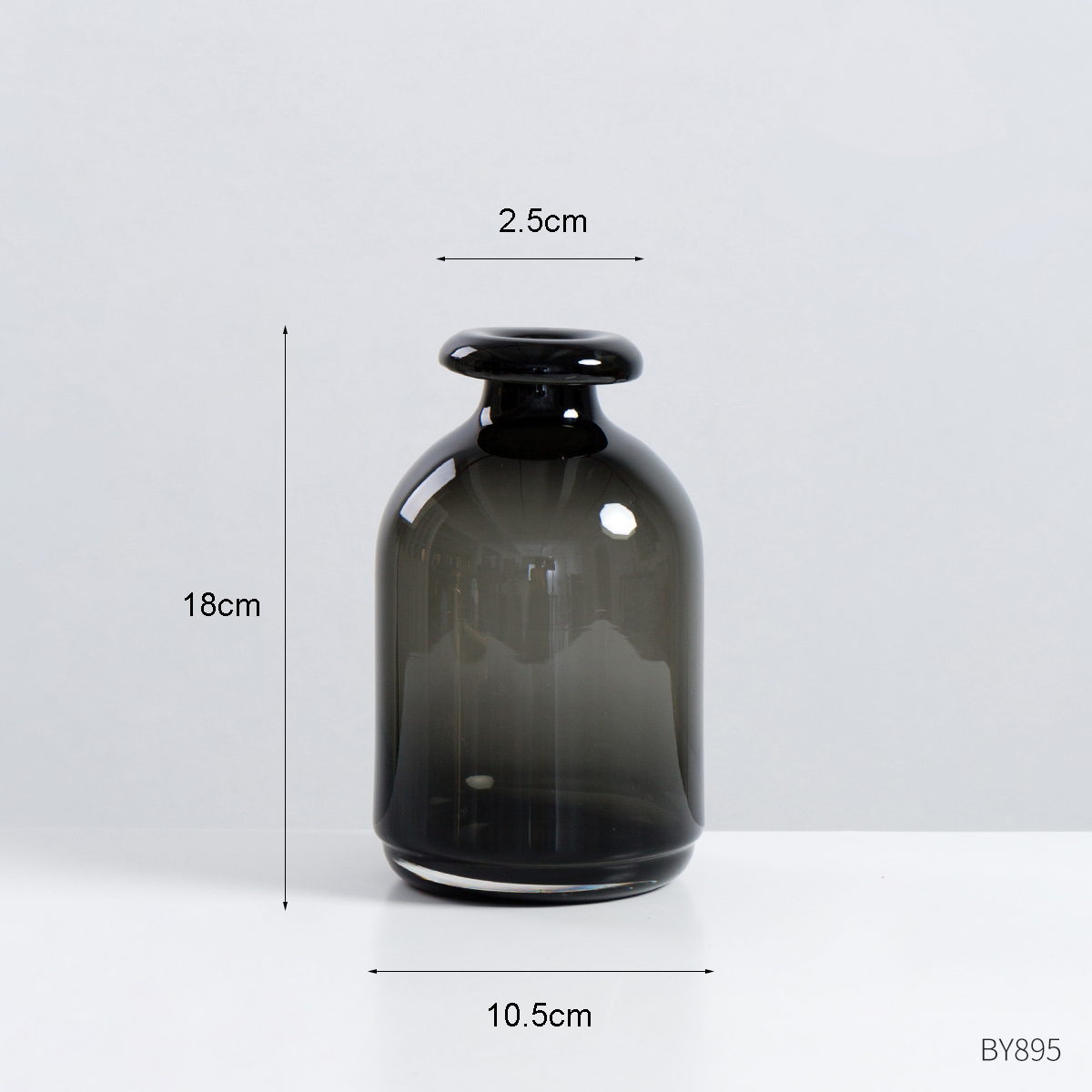 Nordisk glass vase svarte blomstervaser boligdekorasjon tilbehør stue dekor vase dekorasjon husholdning gjennomsiktige vaser: Liten høyde 18cm
