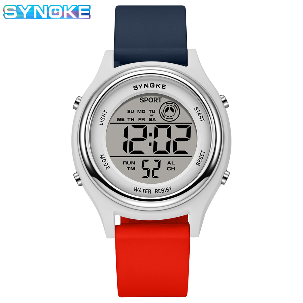 SYNOKE Kleurrijke kinderen zeven lichten horloges sport studenten digitaal horloge voor kinderen waterdicht elektronisch horloge schokbestendig: Multicolor