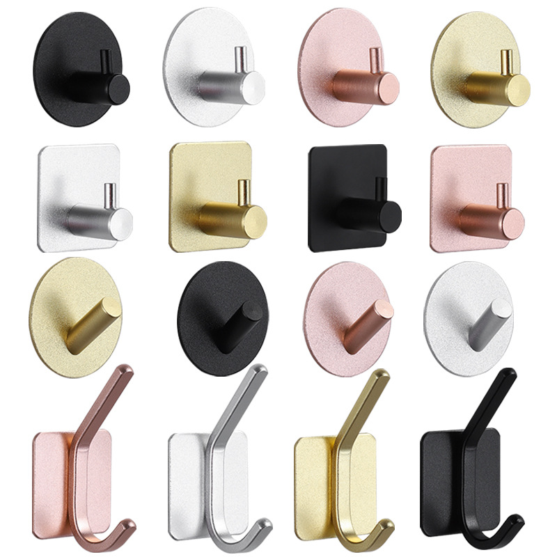 Zelfklevende hangende badkamerhaken Deursleutel Tas Jas Handdoek Robe Hanger Douchehaak Organizer voor badkamer Keukenaccessoires