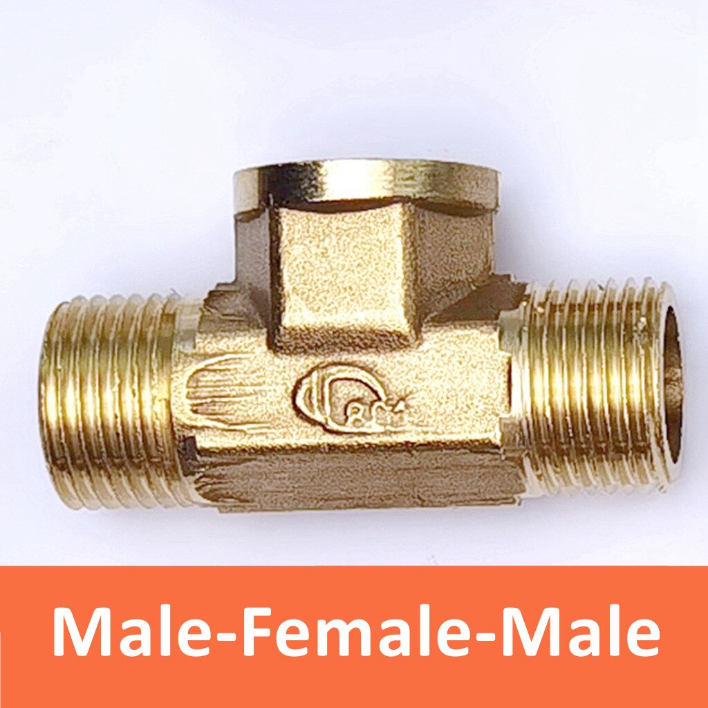 Encanamento pneumático encaixe de tubulação bronze macho/fêmea rosca 1/8 "1/4" 3/8 "1/2" bsp tipo t acessórios cobre água óleo gás adaptador: Male-F-M / 1/8"
