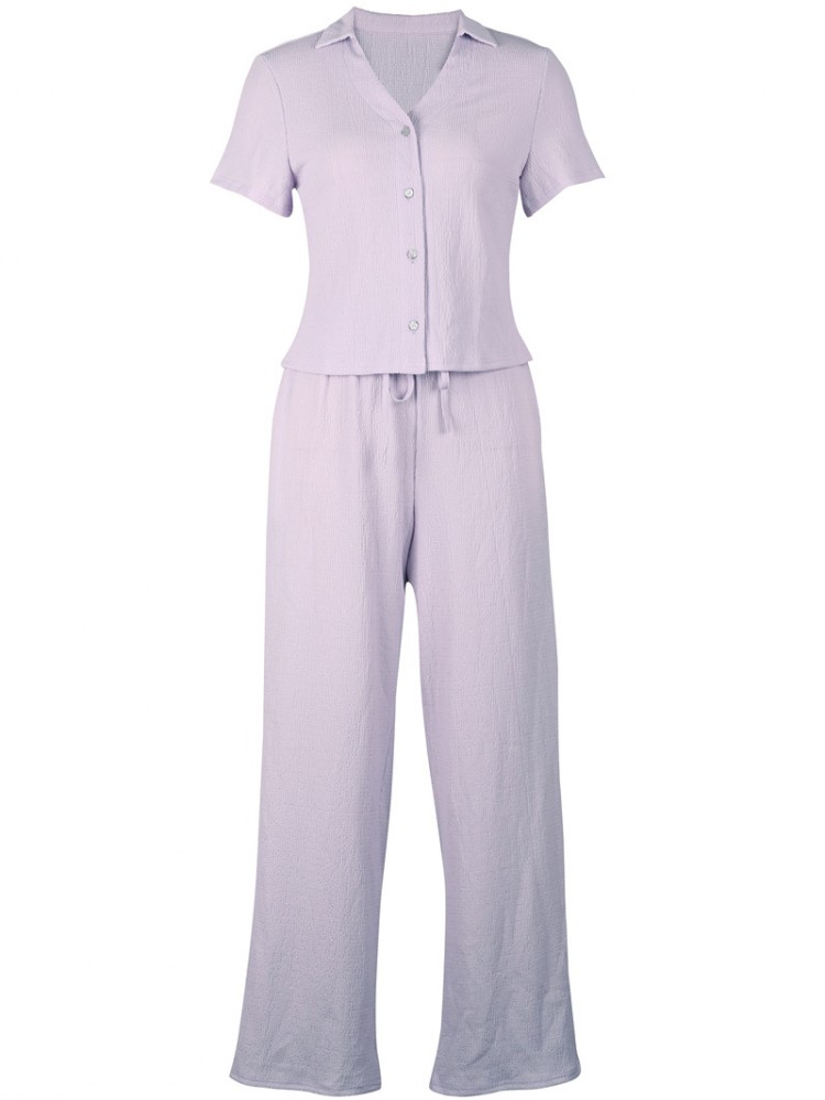 2- delte damesæt sommer matchende sæt ensfarvet 2-delte sæt top og bukser jakkesæt outfits tøj