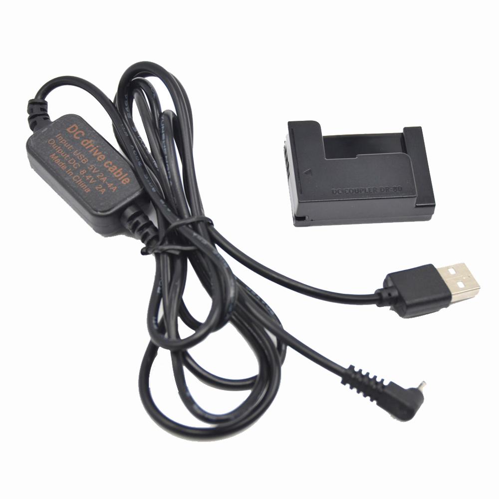 ACK-DC80 cargador tipo batería externa 5V-8V-cable USB + DR-80 DC acoplador NB-10L batería simulada para Canon G1X G3X G15 G16 SX50 SX60HS