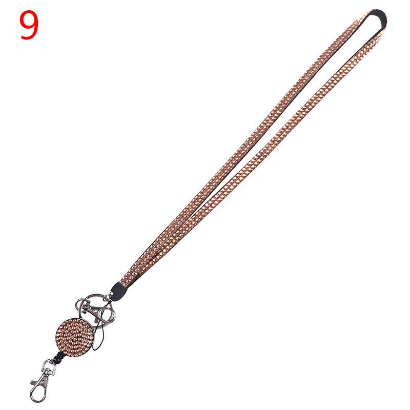 1Pc Lanyard Crystal Rhinestone Mobile Phone Neck Strap Key Holder Rhinestone Lanyard Badge Reel 11 color: A9