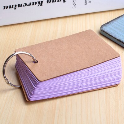 small 50 Unruled Blank Pages Notepad Word Cards, Binder Ring Easy Flip FlashCards alphabet cards for study: purple