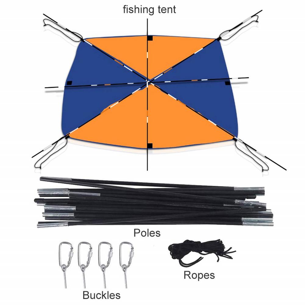 Inflatable Boat Tent Waterproof Rubber Boat Folding Awning For 4 People Anti-wind Glass Fiber Rod Polyester Cloth