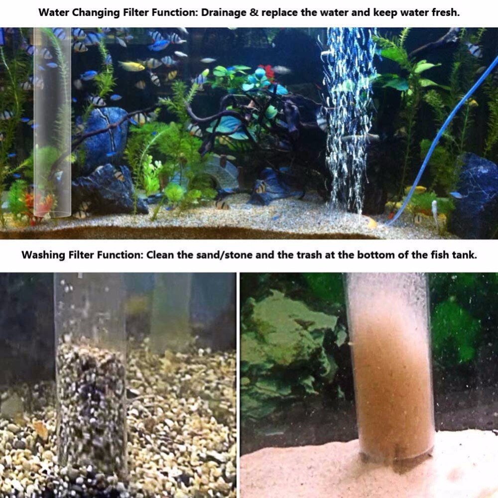 Nicrew Aquarium Siphon Siphon Aquarium Reiniger Aquarium Kies Sand Reiniger Vakuum Siphon Wasser Filter mit 8L/min