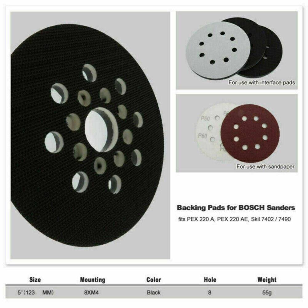 5" 125mm Hook&Loop Backing Pad Sanding Pad Sanders For Bosch GEX125-1A PEX 220 Power Tools Sanders 1*Backing pad Workshop
