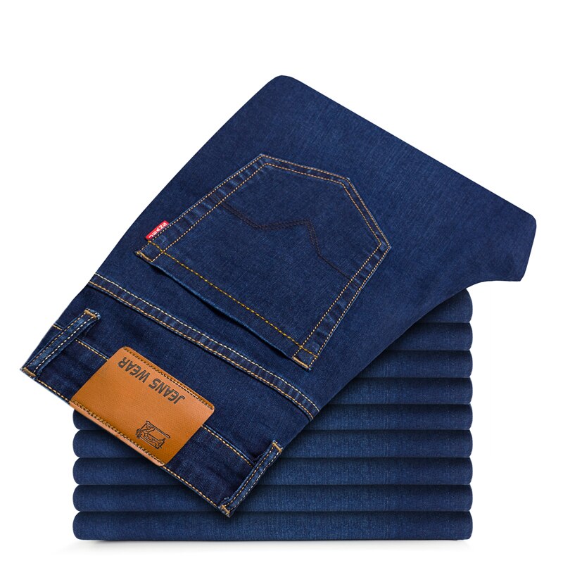 Plus size bukser mænd denim jeans casual bomuldsbukser mandlige løse lange arbejdsbukser mænd jeans bukser slim denim lige bukser